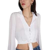 Bluze Dama - Bluze Moschino Silk Cropped Blouse WHITE Femei (BM 9948239) - B-mall.ro