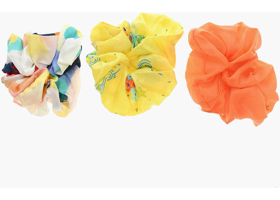 Poze forte_forte Colored 3 Pairs Of Maxi Scrunchies Set With Golden Decorativ Multicolor