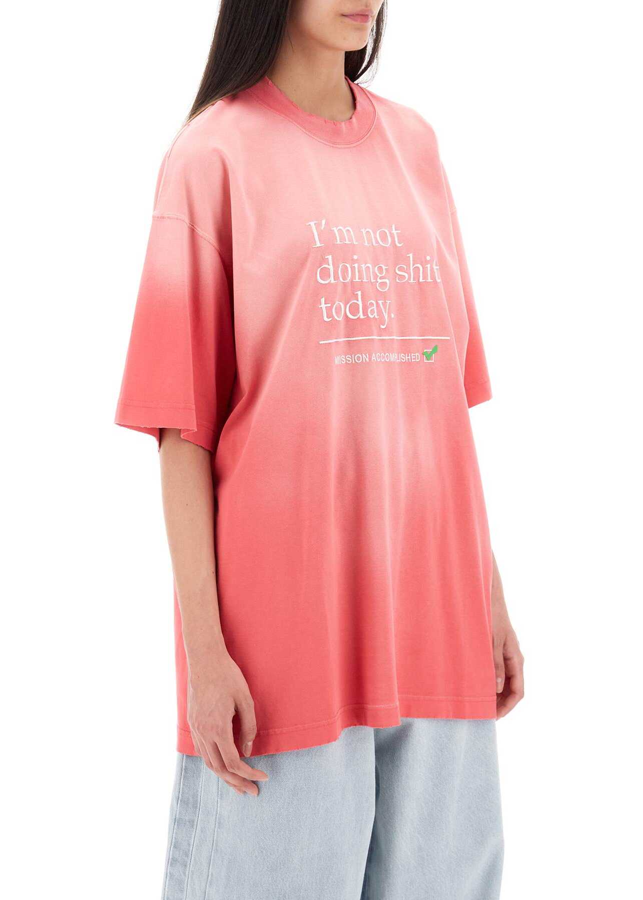 Vetements \'Not Doing Shit Today\' T-Shirt WASHED PINK