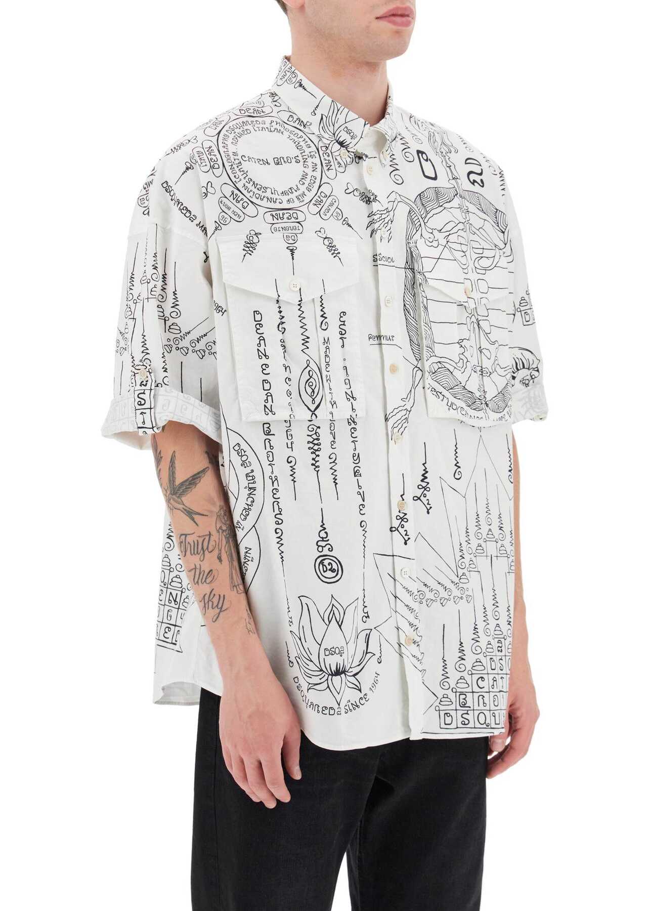 DSQUARED2 Short-Sleeved Shirt With All-Over Print WHITE