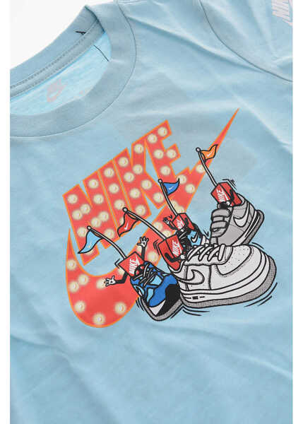 Tricouri Nike Crew-Neck T-Shirt With Front Print Logo Light Blue Baieti (BM 9955610) 2