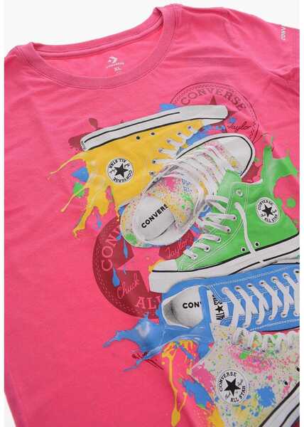 Tricouri Converse All Star Chuck Taylor Printed Crew-Neck T-Shirt Pink Baieti (BM 9955613) 2