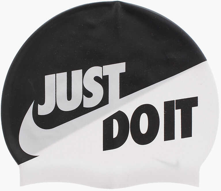 Nike Swim Two-Tone Silicone Pool Cap With Contrasting Print Black & White