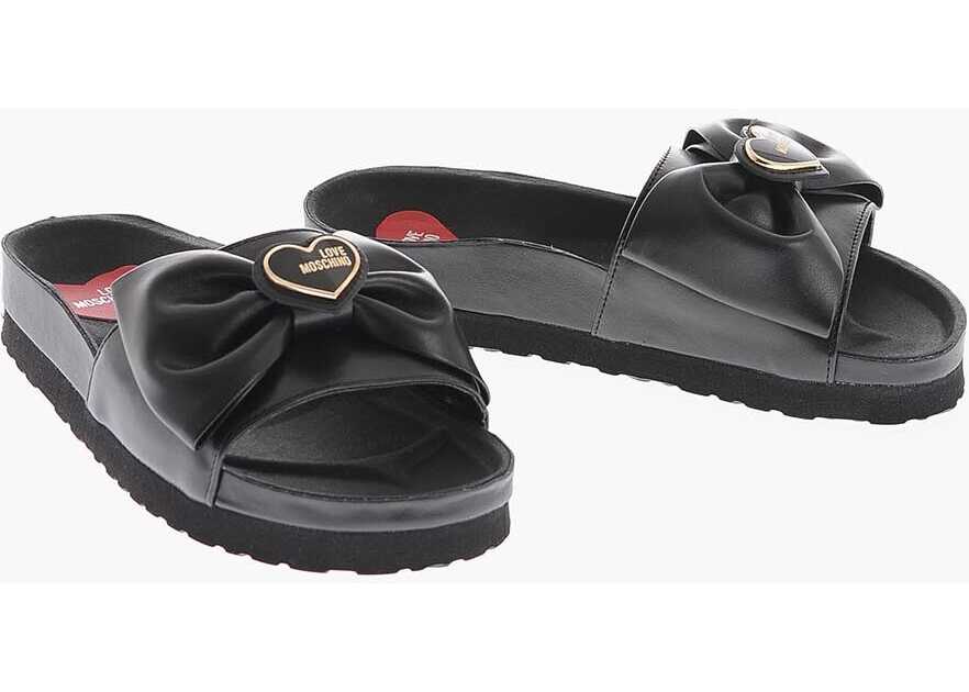 Moschino Love Faux Leather Sandals With Maxi Bow Black