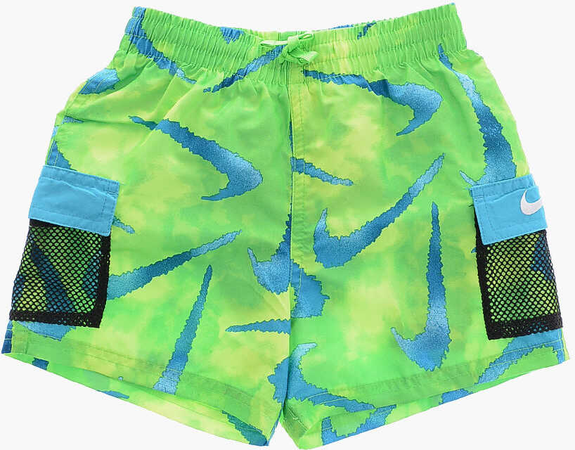 Nike Swim Tie Dye Effect Swim Shorts With Patch Pockets Blue