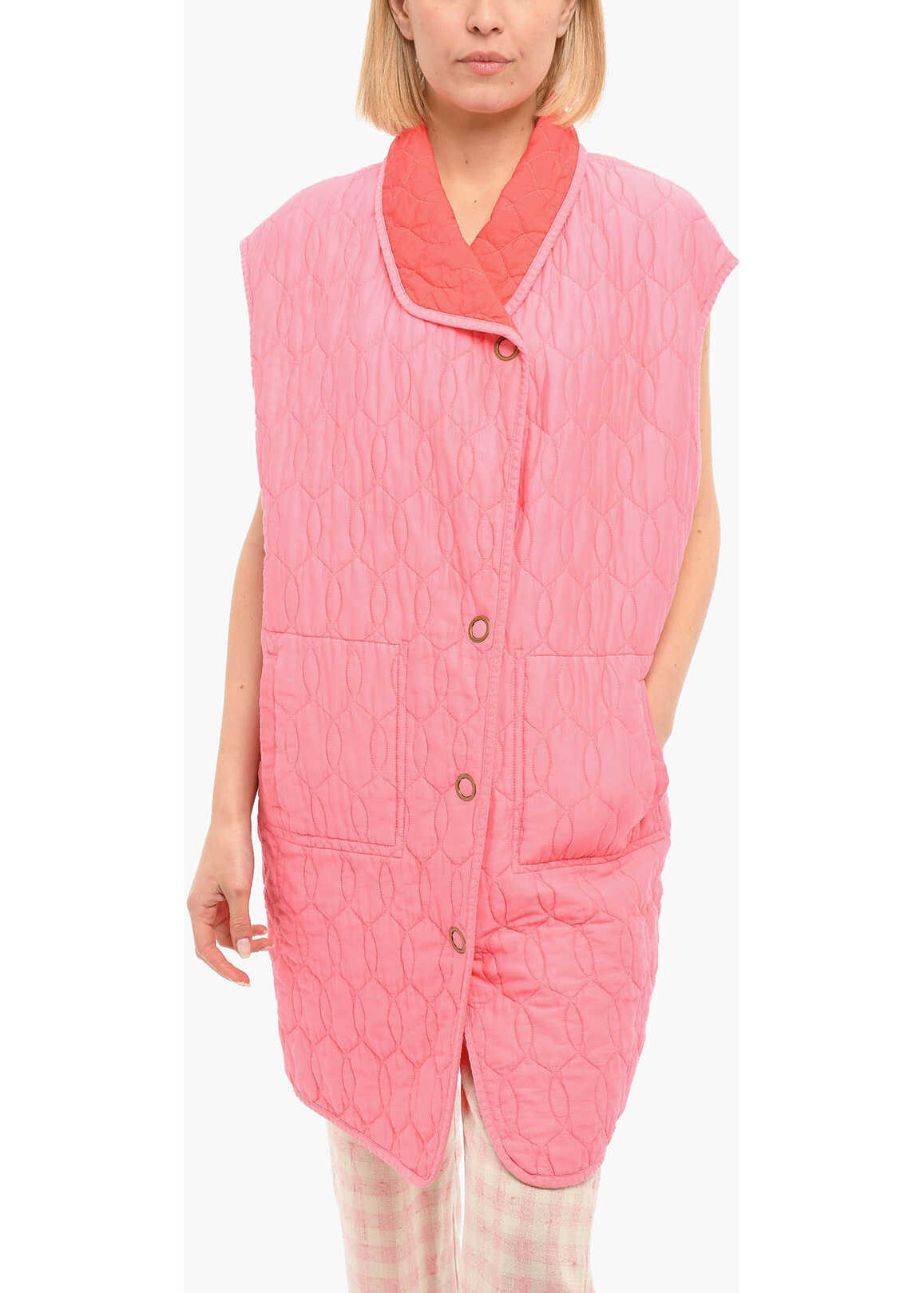 forte_forte Quilted Reversible Sleeveless Coat Pink image3