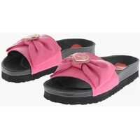 Sandale fara toc Love Faux Leather Sandals With Maxi Bow Femei