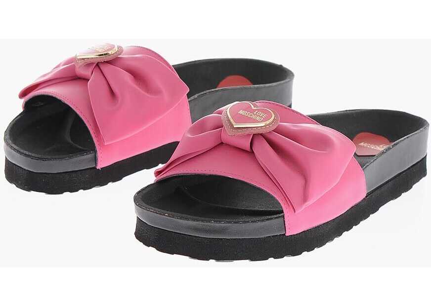 Moschino Love Faux Leather Sandals With Maxi Bow Pink