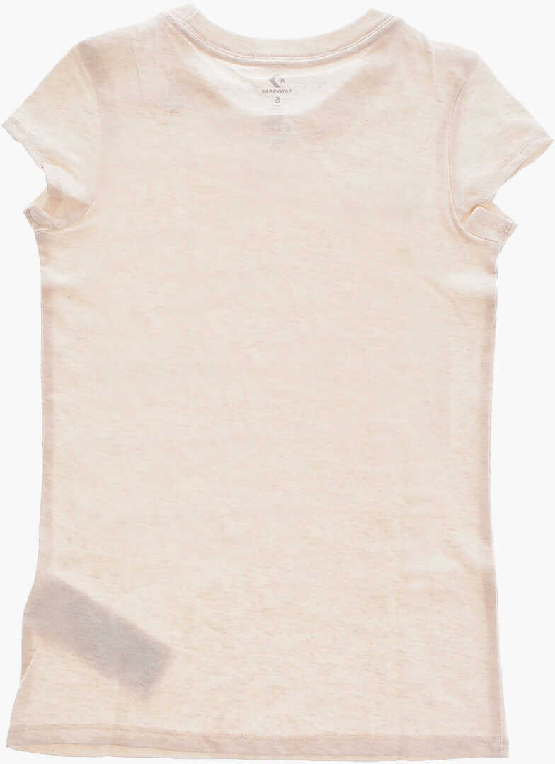 Tricouri Converse All Star Chuck Taylor Crew-Neck T-Shirt With Glitter Print Beige Baieti (BM 9957470) 3