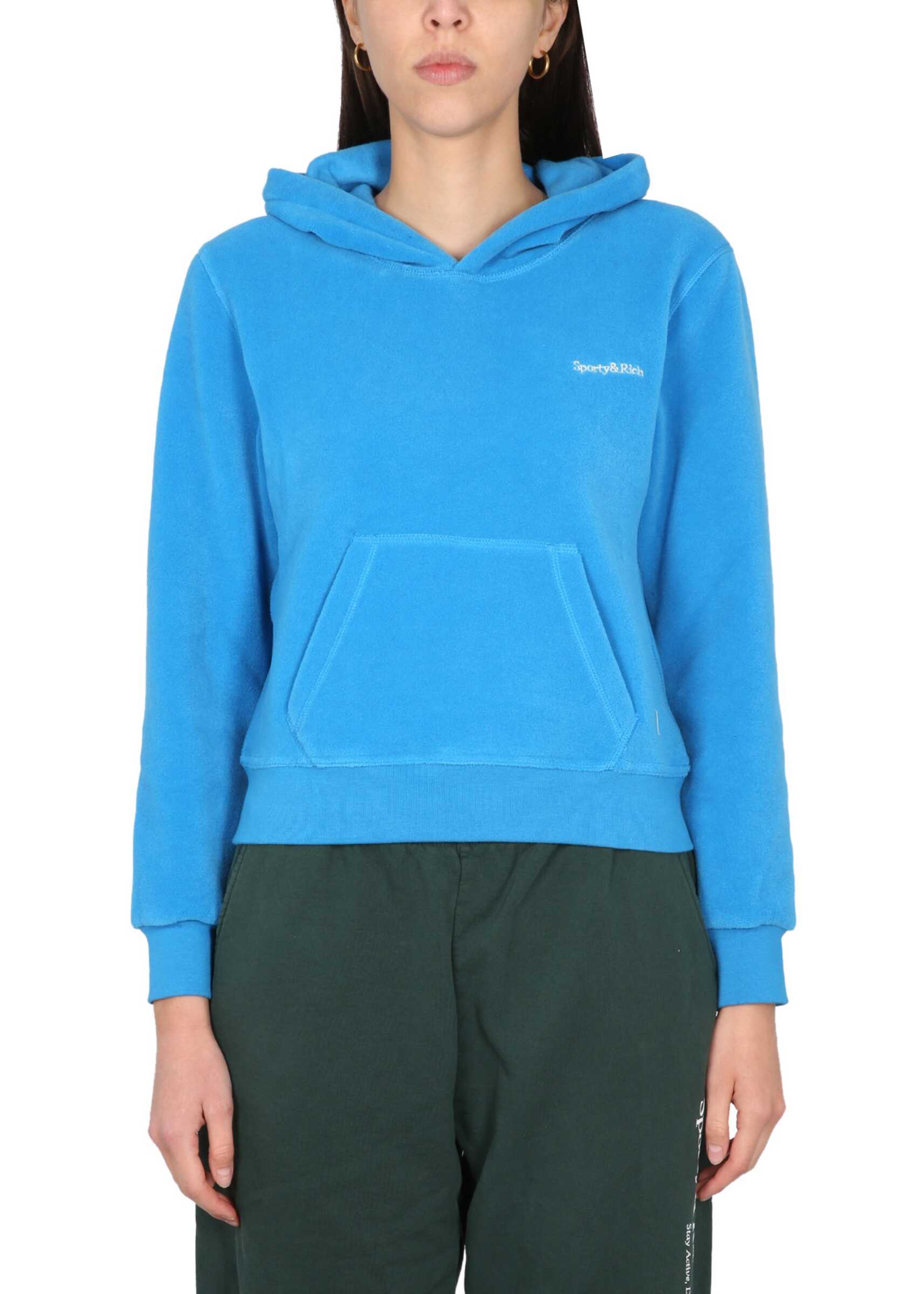 SPORTY&RICH Sweatshirt With Logo Embroidery BLUE