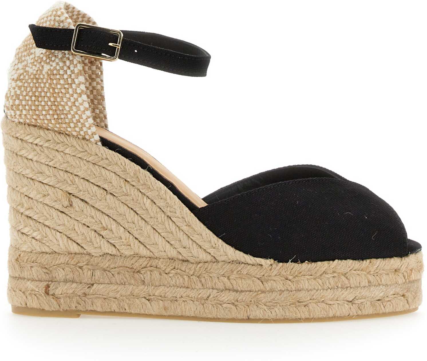 CASTAÑER White Wedge Sandal BLACK