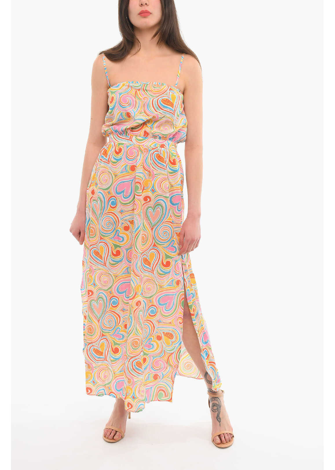 Moschino Love Printed Sleeveless Maxi Dress With Side Slit Multicolor image7