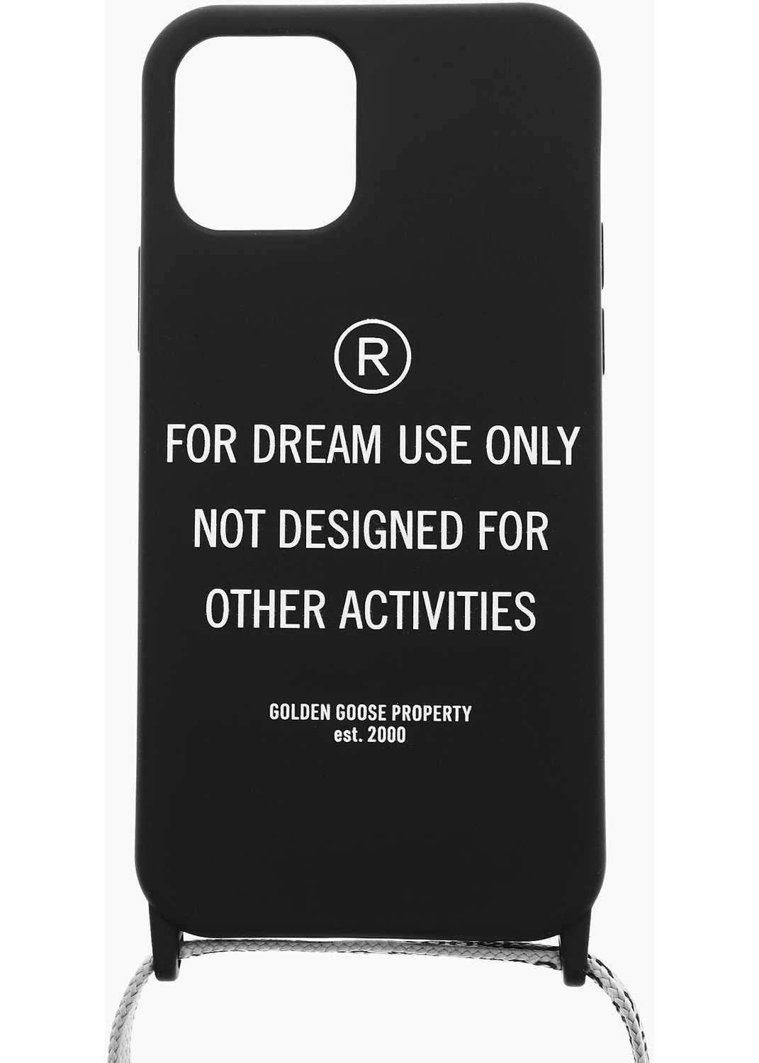 Golden Goose Printed Iphone 12/12 Pro Case With Neck Strap Black