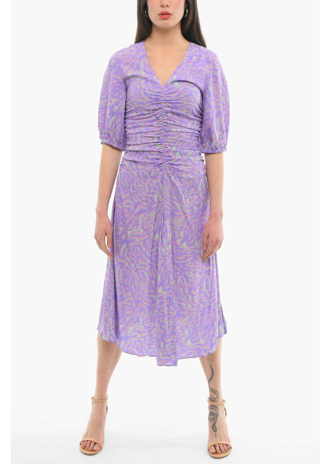 Paul Smith 3/4 Sleeved Rouched Printed Dress Violet image3