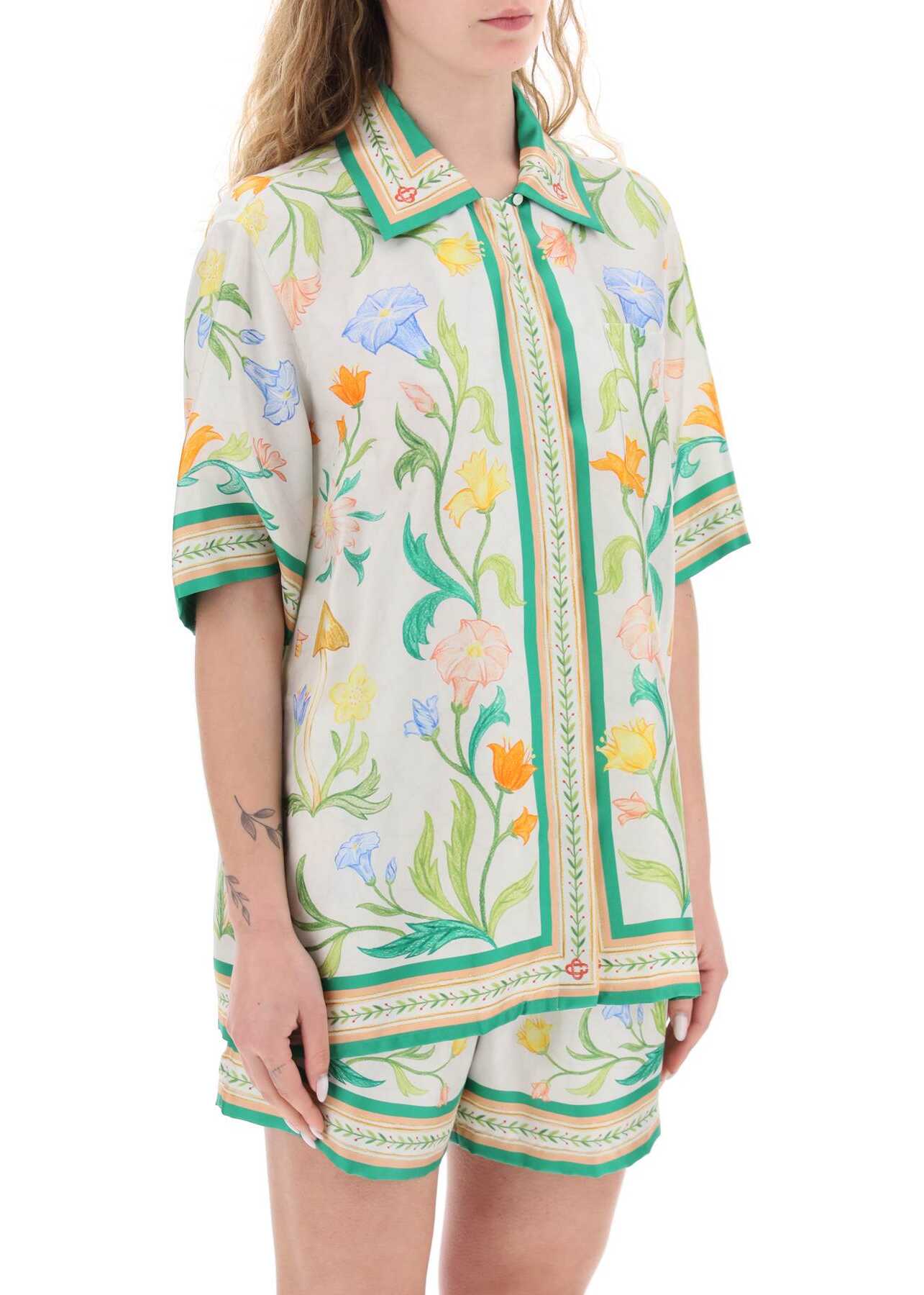 Casablanca Cuban Collar Shirt With Floral Motif All-Over L ARCHE FLEURIE