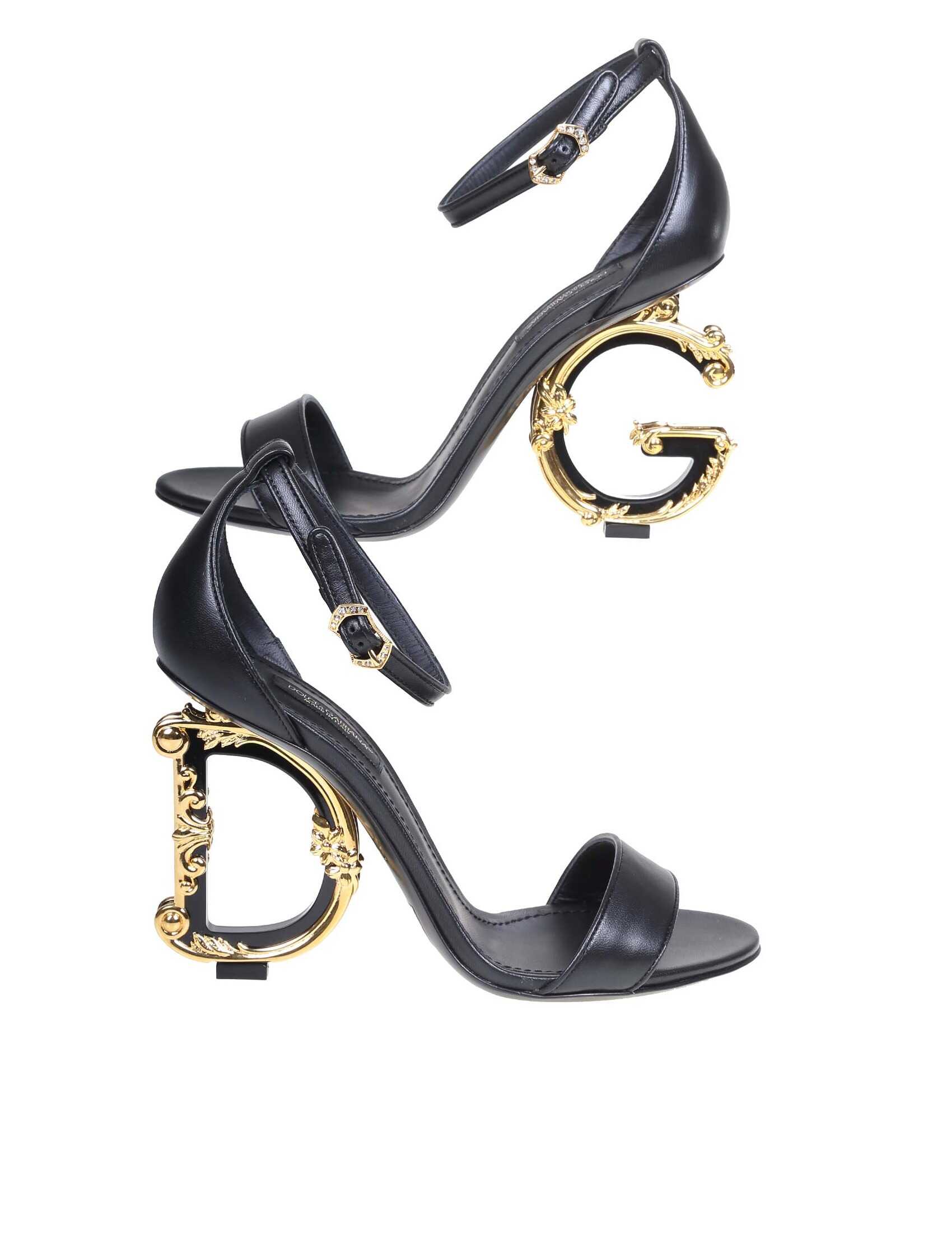 Dolce & Gabbana devotion sandal in black leather Black