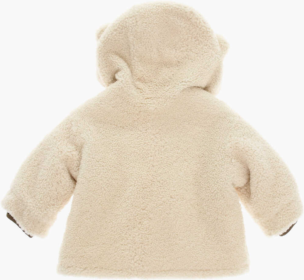 Paltoane Fendi Hooded Fur Coat With Logoed Lining Beige Fete (BM 9980825) 3