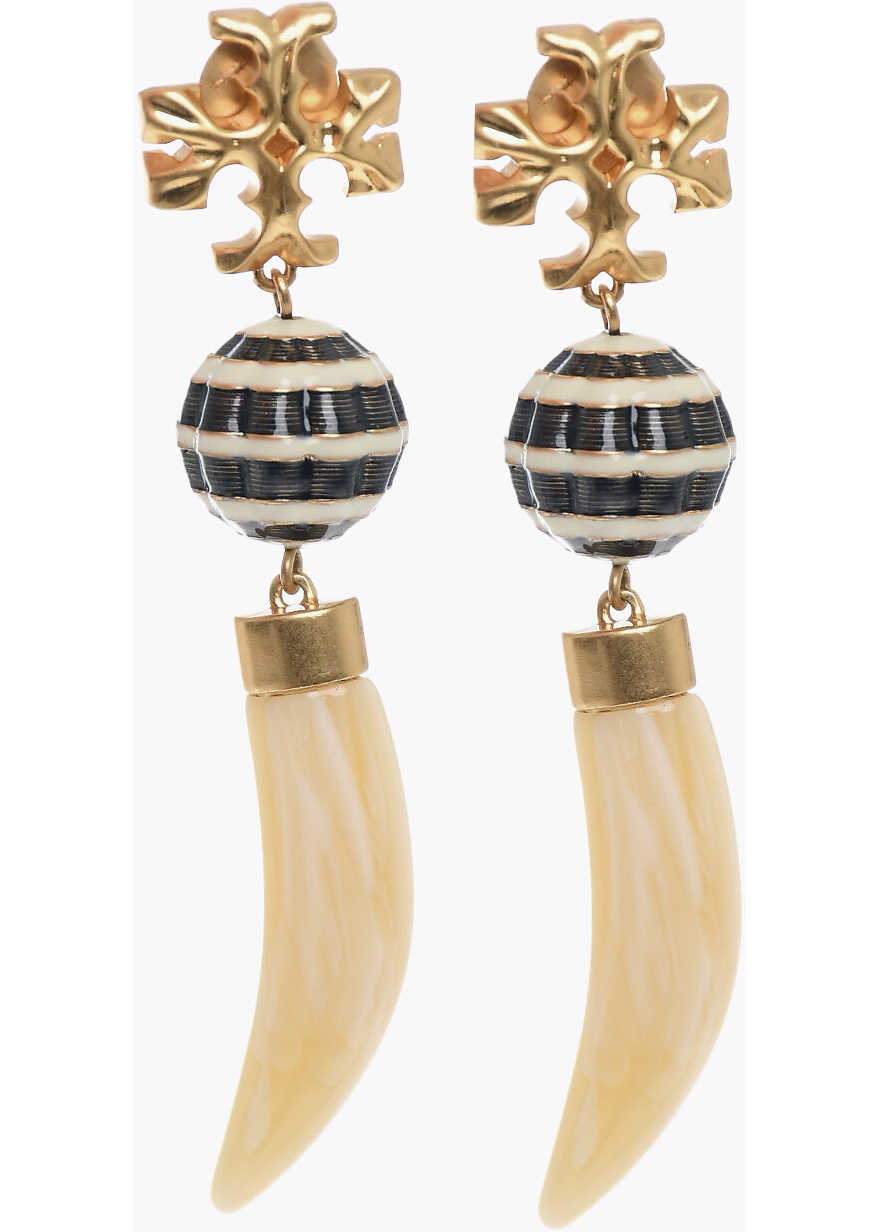 Tory Burch Brass Roxanne Earrings With Horn Pendant Multicolor image10