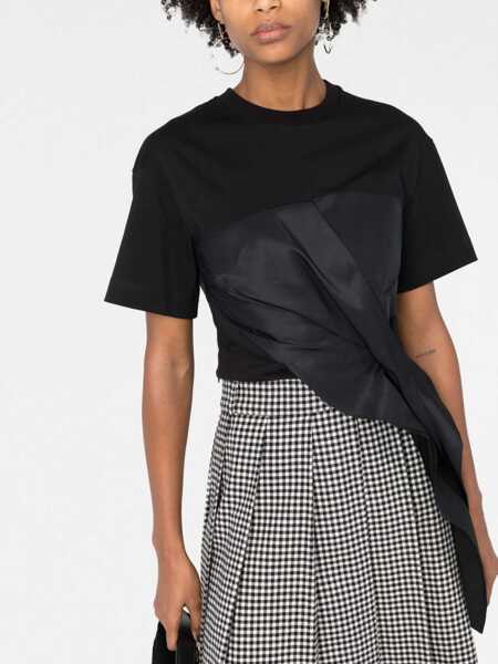 Tricouri Alexander McQueen Draped Hybrid T-Shirt BLACK Femei (BM 9984671) 5