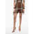 Burberry Chiffon Checked Shorts With Ruffles Detailing Brown