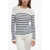 Valentino Garavani Crew Neck Sequined Fabric Sweater With Awning Motif White