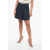 Balmain Denim Flared Miniskirt With Logoed Motif Blue