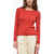 Max Mara Studio Crew Neck Ariano Ribbed Silk Blend Sweater Red