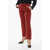 True Royal Corduroy Low-Waist Pants With Flared Fit Red