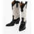 Paris Texas Crocodile-Effect Leather And Canvas Rosario Western Boots Wi Black