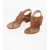 Michael Kors Michael Leather Robyn Thong Sandals With Golden Buckle Heel Brown