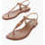 Michael Kors Michael Leather Mallory Thong Sandals With Golden Monogram Brown