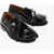 Marni Brushed Leather Kiltie Loafers With Maxi Tassels And Piercin Black