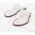 Michael Kors Michael Leather Daniella Thong Sandals With Golden-Effect Mo White