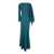 Alberta Ferretti Long Blue Dress With Draped Detail In Silk Woman BLUE