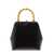 Jil Sander Goji Square Black Leather Handbag With Bamboo Handle Jil Sander Woman Black