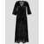 Semicouture Long Black Dress With Lace-Up Closure In Cotton Lace Woman Black