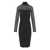 Elisabetta Franchi ELISABETTA FRANCHI CHEVRON BLACK MIDI TURTLENECK DRESS Black