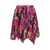 Versace Multicolor Asymmetric Pleated Mini-Skirt With Logo Orchid Print In Polyester Woman MULTICOLOR