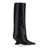 THE ATTICO 'Cheope' Black Slip-On Tube Boots Pyramidal Wedge In Leather Woman Black