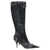 Balenciaga Balenciaga Le Cagole Denim Print Leather Boots Black