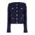 Balmain Blue Collarless Jacket With Gold Buttons In Tweed Woman BLUE