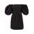 Ganni Mini Black Dress With Puff Sleeves In Cotton Woman Black