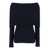 Fabiana Filippi Blue Off-The-Shoulders Long Sleeve Top In Ribbed Wool Blend Woman BLUE