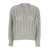 Brunello Cucinelli Grey V Neckl Cardigan With Micro Sequins In Dazzling Striped Net Woman GREY