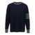 Thom Browne Textured Rugby Stripe Crew Neck Pullover In Merino Wool W/ 4 Bar Stripe BLUE