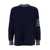 Thom Browne Textured Rugby Stripe Crew Neck Pullover In Merino Wool W/ 4 Bar Stripe BLUE