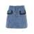 Self-Portrait Light Blue Mini Skirt With Patch Pockets In Textured Denim Woman BLUE