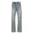 AMIRI Light Blue Destroyed Straight Jeans With Cut-Out In Cotton Denim Man BLUE