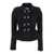 Self-Portrait Black Textured Knit Peplum Jacket Black