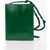 Jil Sander Craquelé Leather Bag With Woven Shoulder Strap Green